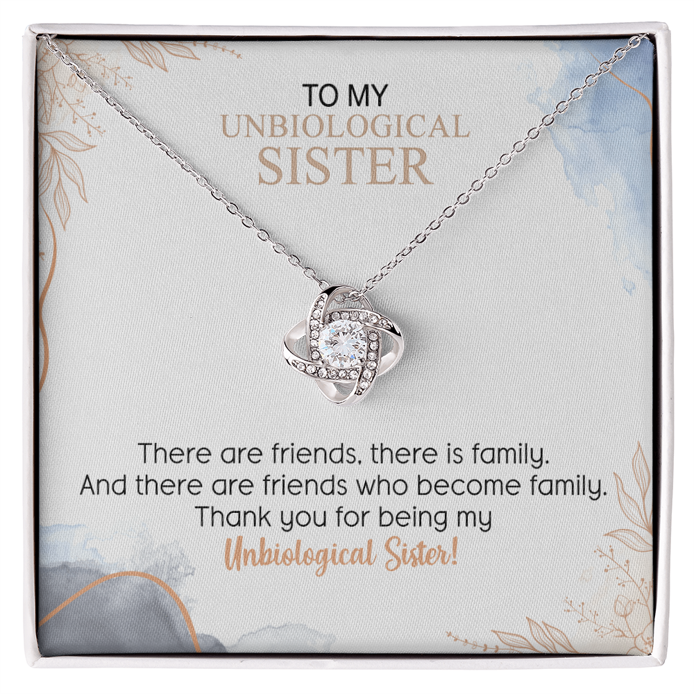 To My Unbiological Sister Love Knot Necklace Gift From Sister, Brother, Best Friend, Sister Gift Love Knot Pendant, Sister Remembrance Gift Necklace, Sister Keepsake Gift For Unbiological Sister