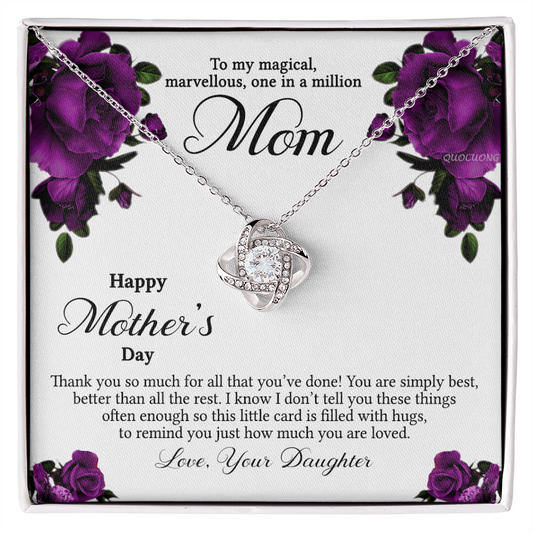 To My Mom Necklace From Daughter, Happy Mother's Day Necklace Gift For Women, Jewelry For Mom, Thank You Necklace Gift For Mom On Mothers Day, Anniversary, Birthday Mother And Daughter Gift Necklace