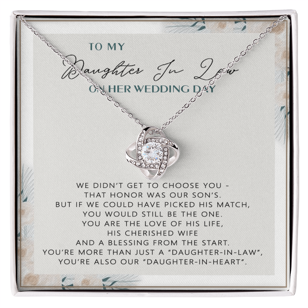 The Love Knot Necklace Daughter,  To My Daughter On Your Wedding Day Necklace From Mom, Bride Gift From Mom, Mother Of The Bride Gift To Daughter, Daughter's Wedding Day Keepsake Gift Unique Gift