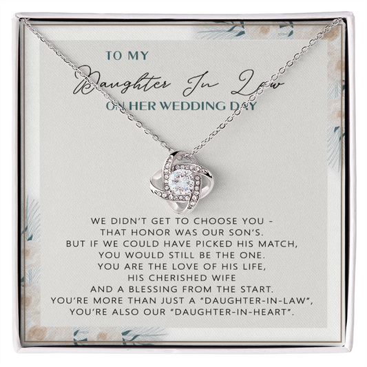 The Love Knot Necklace Daughter,  To My Daughter On Your Wedding Day Necklace From Mom, Bride Gift From Mom, Mother Of The Bride Gift To Daughter, Daughter's Wedding Day Keepsake Gift Unique Gift