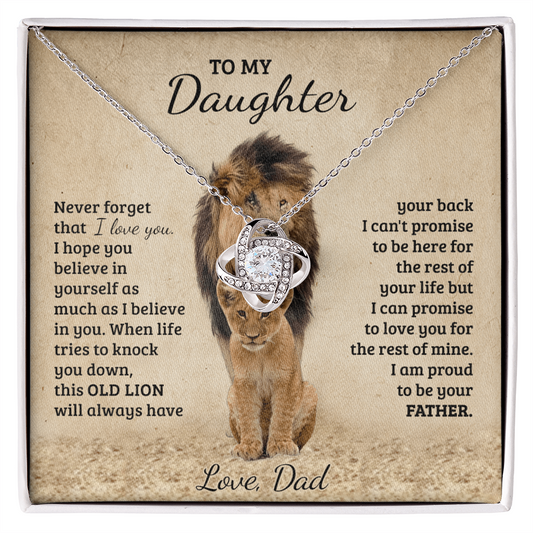 To My Daughter Gift Necklace from Dad Old Lion Your Back Believe Rest of Mine Personalized Chain Necklace Jewelry for Women Birthday Valentine Mother Jewelry Gift For Girls, Little Girl