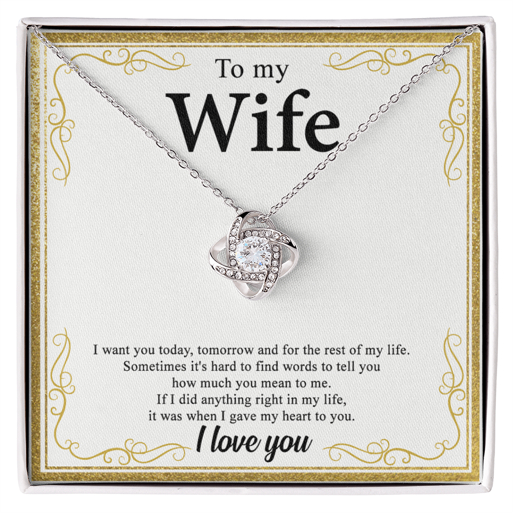 To My Wife Necklace From Husband My Heart To You Necklace Gift For Wife, Wife Gift Necklace, Husband To Wife Gift Love Knot Pendant Gift From Men Jewelry Gift For Women Soulmate Gift Pendant