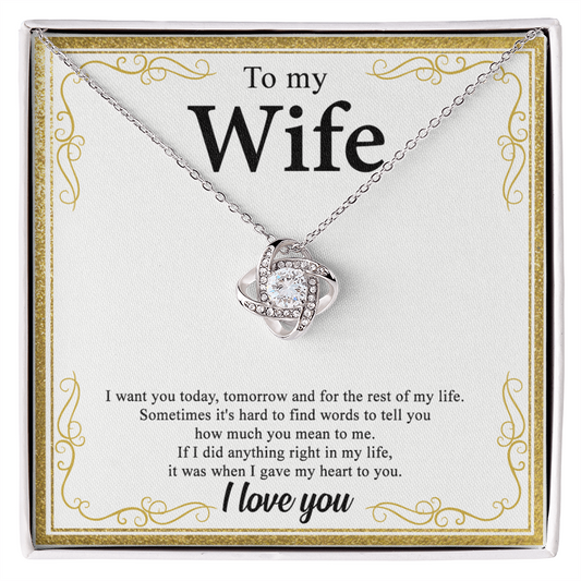 To My Wife Necklace From Husband My Heart To You Necklace Gift For Wife, Wife Gift Necklace, Husband To Wife Gift Love Knot Pendant Gift From Men Jewelry Gift For Women Soulmate Gift Pendant