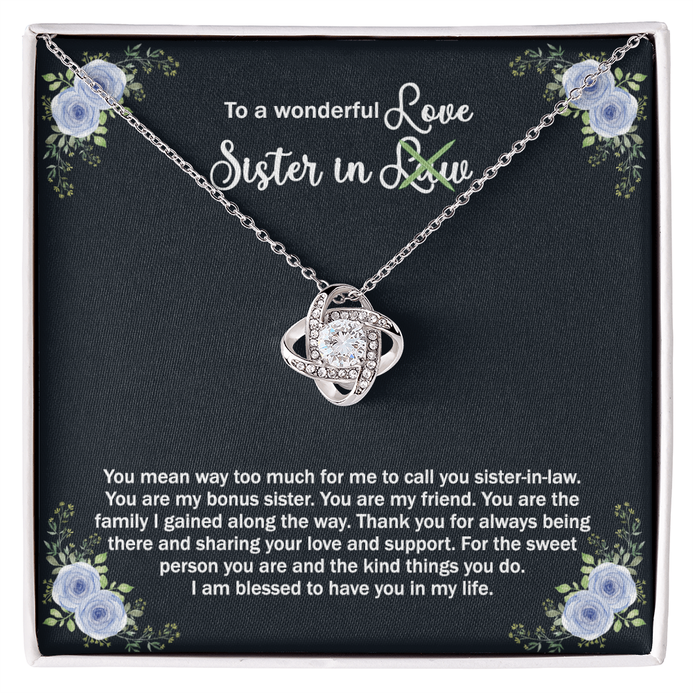 To A Wonderful Sister In Law Love Knot Necklace From Sister, I Love You Sister Gift Necklaces Sister-in-Law Gift Pendant Love Knot Jewelry Gift For Sister In Love Necklace, Unbiological Sister Gift