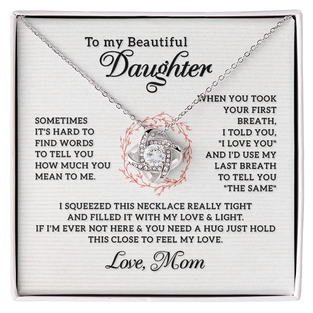 To My Beautiful Daughter Necklace from Mom, Mother and Daughter Gift Necklace, Gift for Daughter, Necklace for Daughter, Jewelry Gift For Girls, Little Girl, Sometimes It's Hard Gift Necklace