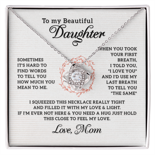 To My Beautiful Daughter Necklace from Mom, Mother and Daughter Gift Necklace, Gift for Daughter, Necklace for Daughter, Jewelry Gift For Girls, Little Girl, Sometimes It's Hard Gift Necklace