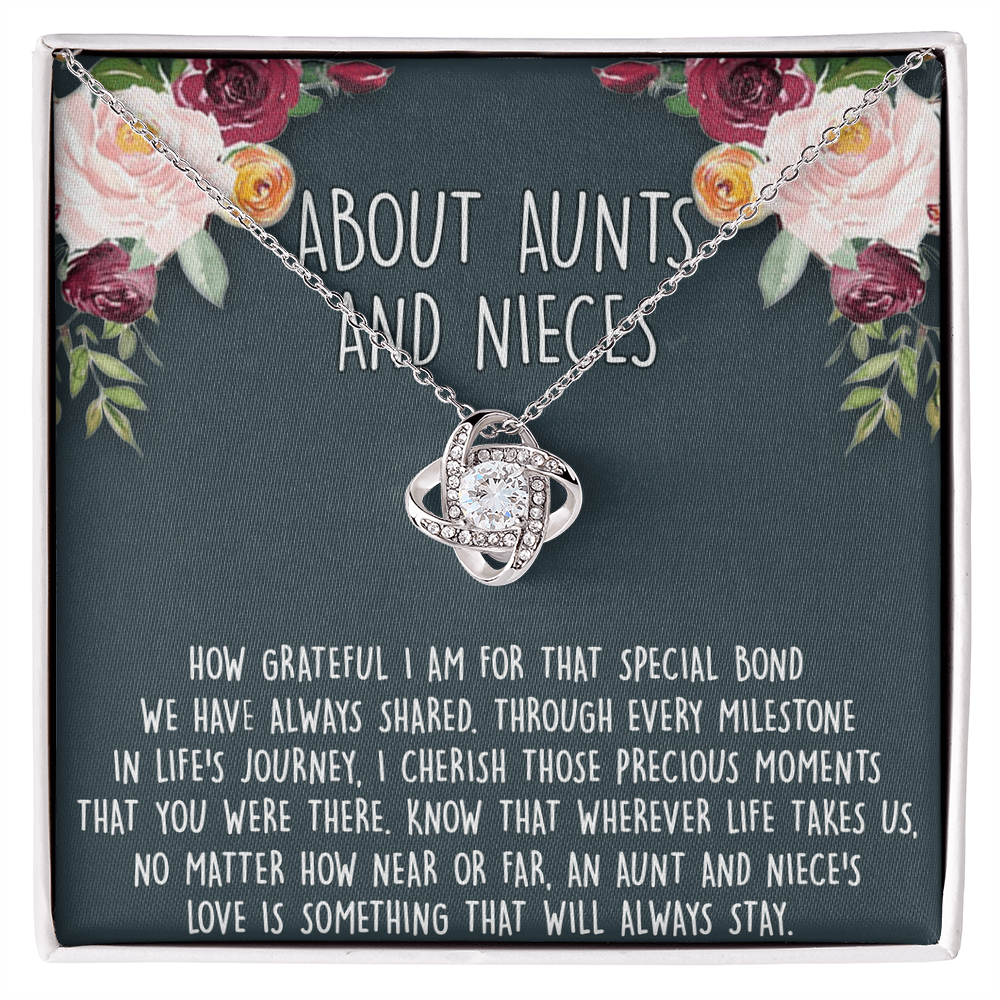 Niece Gifts from Auntie Aunt Gifts from Niece, About Aunt and Niece Love Knot Necklace for Auntie Niece Birthday Gifts Congratulations Gift Necklace, New Aunt Gift Necklace, Jewelry For Women