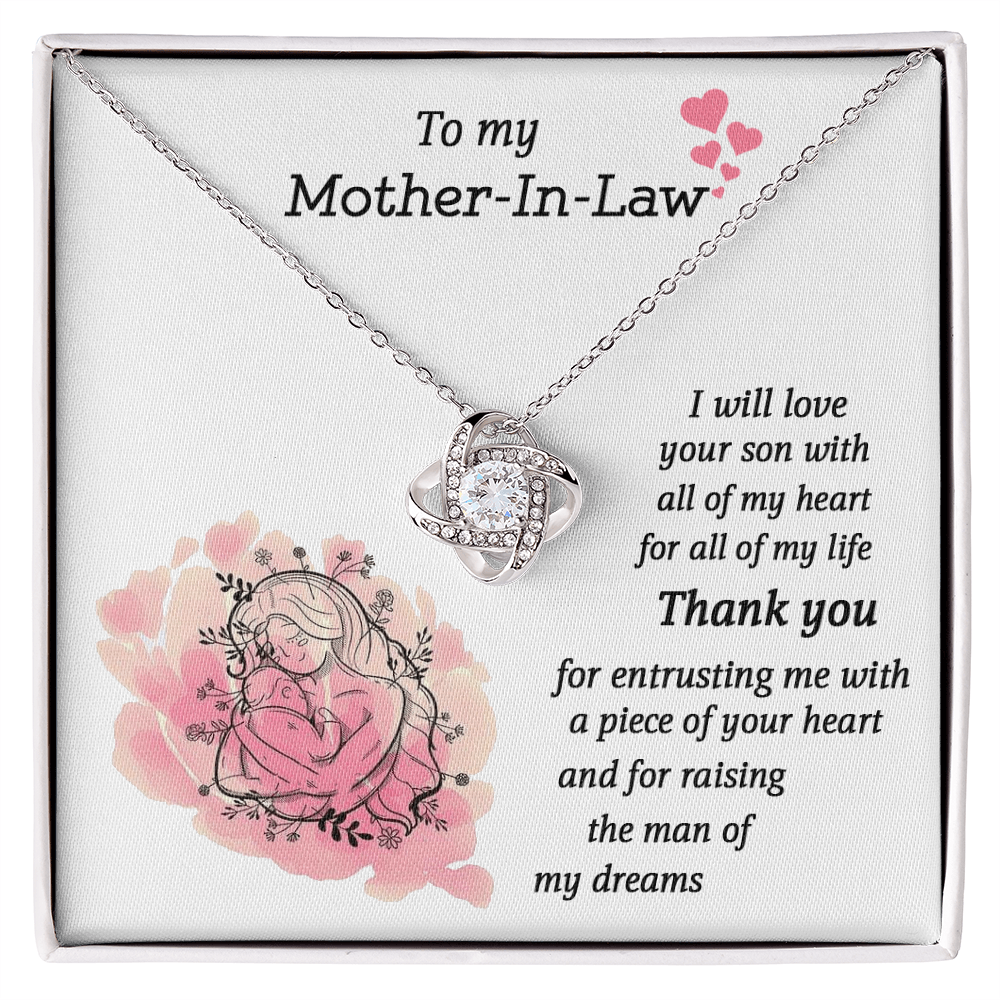 To My Mother-In-Law Love Knot Necklace From Son, I Will Love Your Son With All My Hear