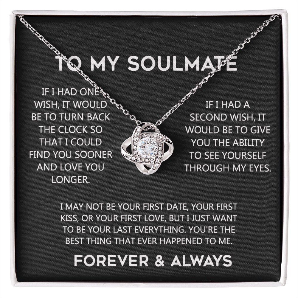 To My Soulmate Love Knot Necklace Gift From Husband, Boyfriend To Wife, Soulmate Gift Necklace On Valentines Day Anniversary, Christmas Gift Necklace for Her Romantic, Girlfriend Gift Necklace