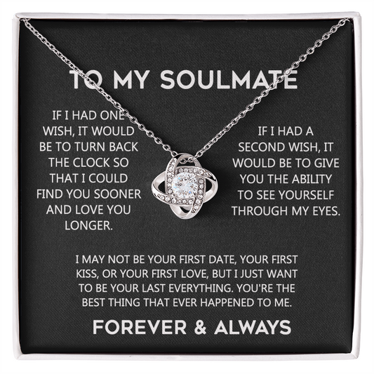 To My Soulmate Love Knot Necklace Gift From Husband, Boyfriend To Wife, Soulmate Gift Necklace On Valentines Day Anniversary, Christmas Gift Necklace for Her Romantic, Girlfriend Gift Necklace