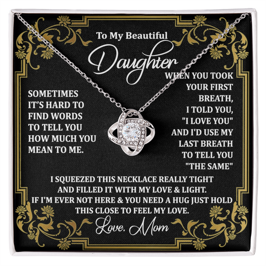 Personalized Gift Necklace For Daughter, Message Card Jewelry, Handmade Necklace  For Daughter Message Card & Box, To My Beautiful Daughter Necklace From Mom Gift Pendant Mother And Daughter Gift