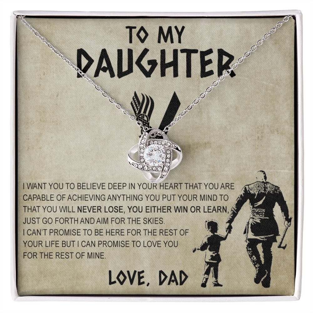 Father To Daughter Gifts Necklace From Dad, Father Daughter Viking Necklace, To My Daughter Necklace From Daddy On Graduation Gift, Birthday, Anniversary, Christmas For Badass Beautiful Girls