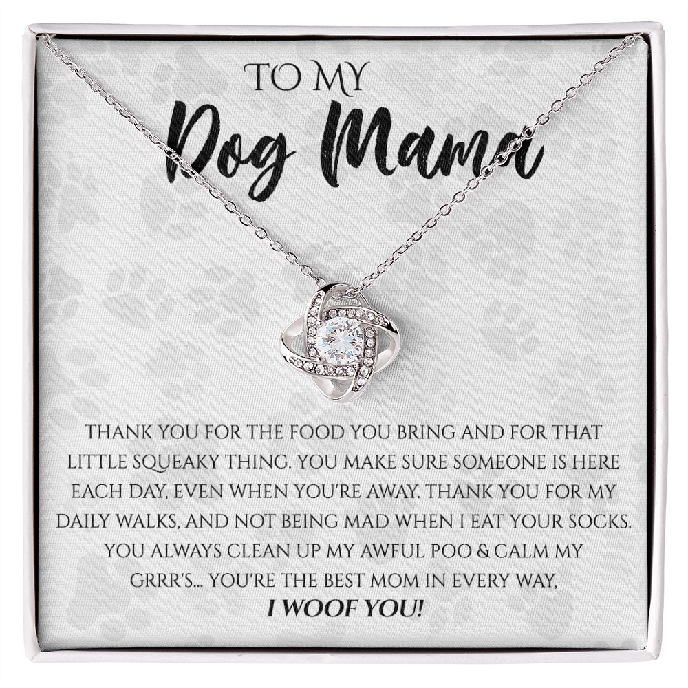 Dog Mama Necklace, To My Dog Mama Love Knot Necklace From Daughter, Son To Dog Mom Gift Necklace, Dog Mom Jewelry Gift For Women Dog Lover Necklace Mothers Card For Dog Mom Puppy Mom Gift Pendant