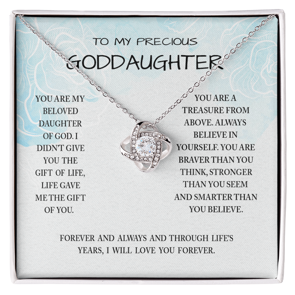 To My Preccious Goddaughter Necklace From Grandma And Grandpa, To Goddaughter Love Knot Necklace, Gift Necklace To Goddaughter, You Are My Beloved Daughter Of God Necklace Gift For Girls, Daughter