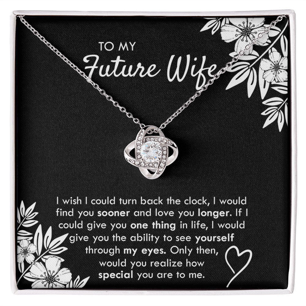 To My Future Wife Necklace From Husband, Necklace with Message Card and Gift Box For Wife, Future Wife Gift Necklace, Husband To Wife Gift Love Knot Pendant Gift From Men, Jewelry Gift For Women