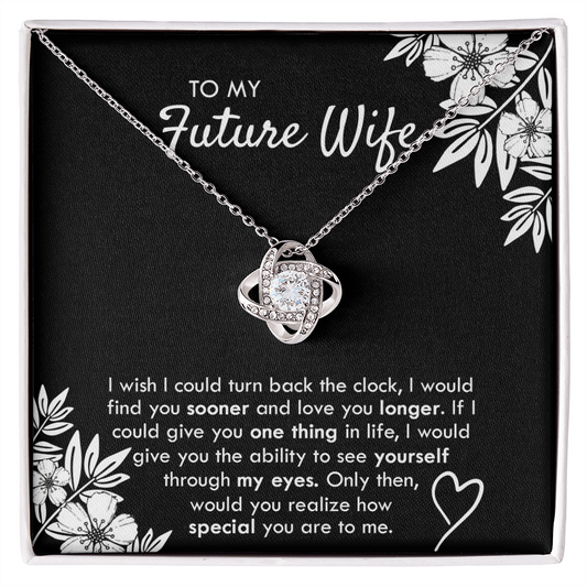 To My Future Wife Necklace From Husband, Necklace with Message Card and Gift Box For Wife, Future Wife Gift Necklace, Husband To Wife Gift Love Knot Pendant Gift From Men, Jewelry Gift For Women