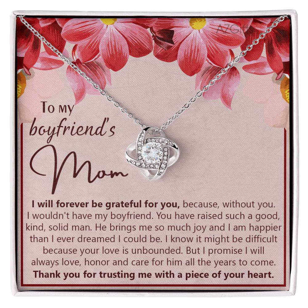 To My Boyfriend's Mom Necklace From Girlfriend Mom, Boyfriends Mom Love Knot Necklace, Boyfriend's Mom Gift Necklace, Boyfriend's Mom Gifts Necklace On Mother's Day, Xmas Present Jewelry For Women