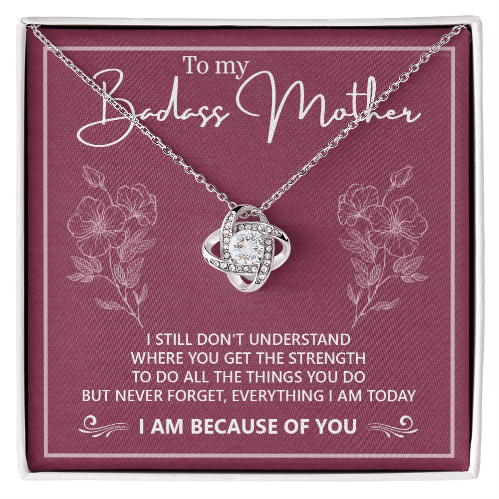 Badass Mother Necklace, To My Badass Mother Love Knot Necklace, Badass Mom Gift Necklace, Badass Mother Necklace Gift From Daughter, Mother's Day Necklace Gift For Mom, Jewelry Gift For Women Badass