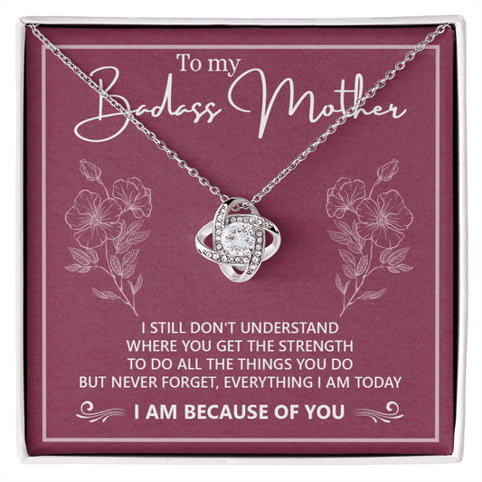 Badass Mother Necklace, To My Badass Mother Love Knot Necklace, Badass Mom Gift Necklace, Badass Mother Necklace Gift From Daughter, Mother's Day Necklace Gift For Mom, Jewelry Gift For Women Badass
