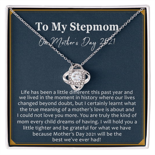 Mothers Day 2026 Gift for Stepmom, To My Step Mom Love Knot Necklace