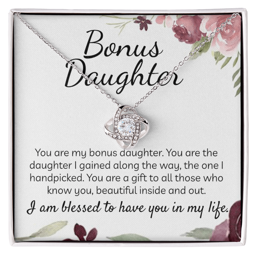 Bonus Daughter Gift Necklace - Stepdaughter Gifts From Stepmom, Adopted Daughter Necklace From Unbiological Mom, Bonus Daughter And Bonus Mom, To My Stepdaughter Necklace Jewelry Gift For Girls