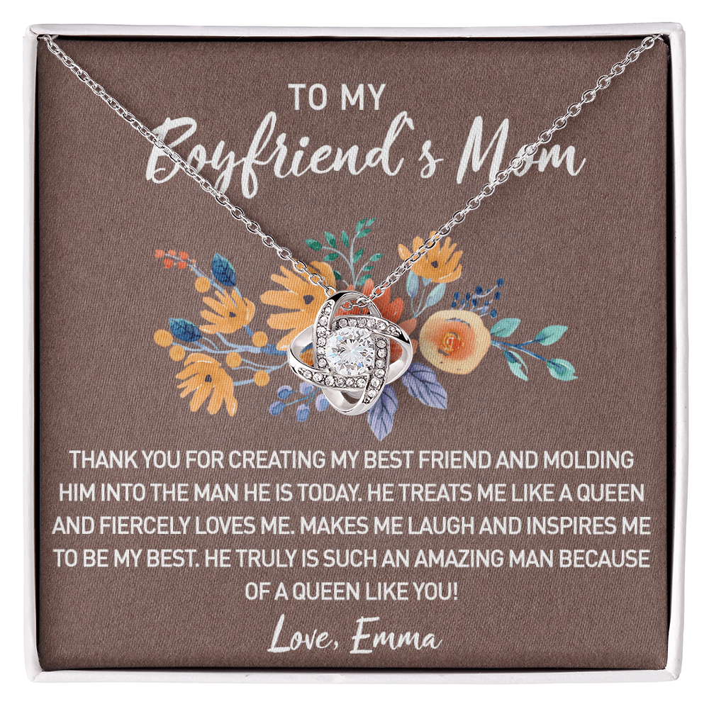 To My Boyfriend Mom Necklace From Girlfriend,  Pendant For Boyfriend's Mom Gift Necklace, Love Knot Necklaces For Boyfriends Mom Gift On Christmas, Mothers Day For Boyfriend Mom, Jewelry For Her