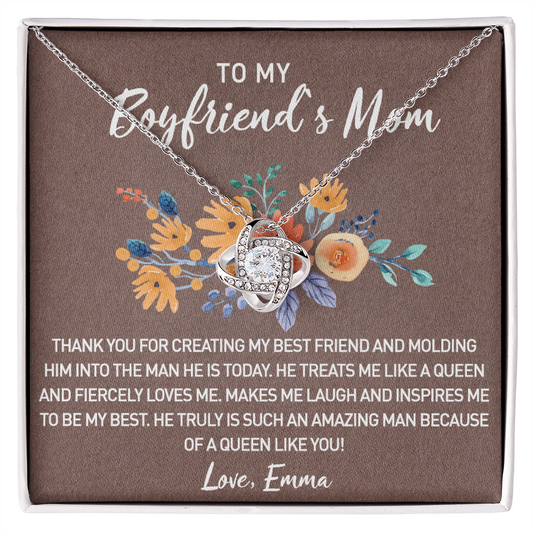 To My Boyfriend Mom Necklace From Girlfriend,  Pendant For Boyfriend's Mom Gift Necklace, Love Knot Necklaces For Boyfriends Mom Gift On Christmas, Mothers Day For Boyfriend Mom, Jewelry For Her