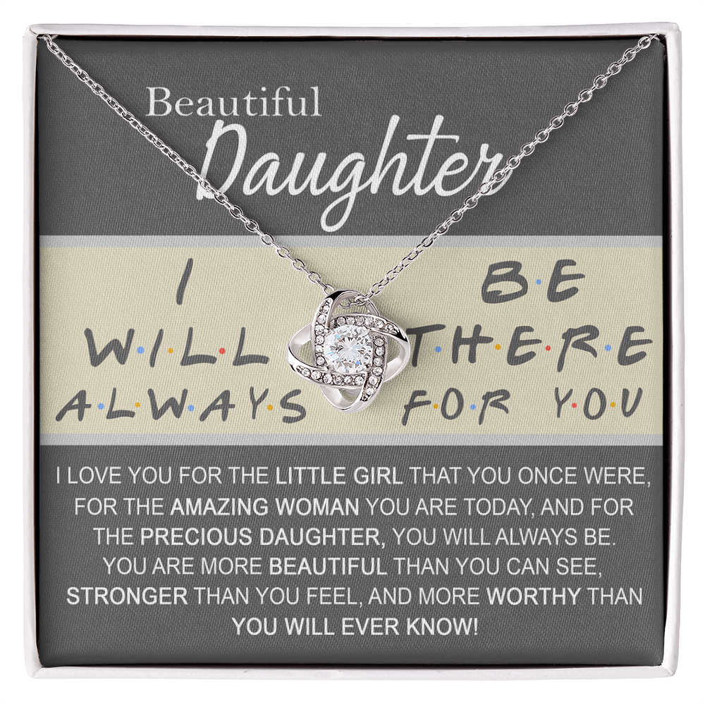 Daughter Gift Necklace Message Card Jewelry - Getting Card For Daughter, Custom Card For Little Girl, To My Beautiful Daughter Love Knot Necklace Gift From Mom - Mother And Daughter Gift Jewelry