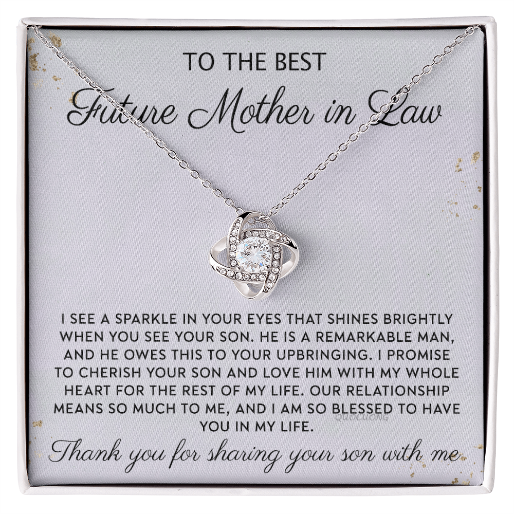Future Mother In Law Necklace, To The Best Future Mother In Law Necklace From Son, Mother of the Groom Gift Necklace From Bride Wedding Gift Love Knot Pendants from Bride, Jewelry Gift For Women