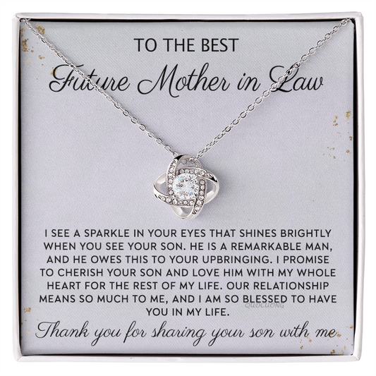 Future Mother In Law Necklace, To The Best Future Mother In Law Necklace From Son, Mother of the Groom Gift Necklace From Bride Wedding Gift Love Knot Pendants from Bride, Jewelry Gift For Women