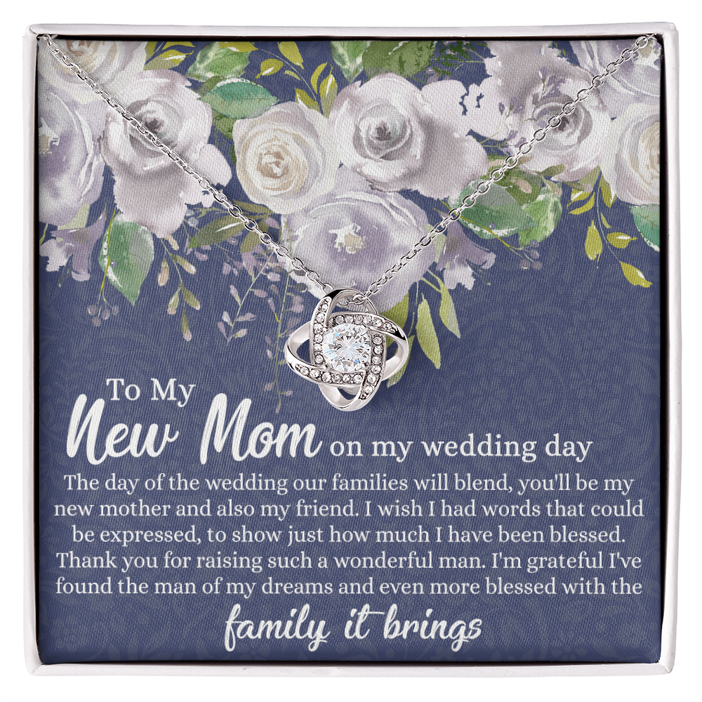 New Mom Necklace - To My New Mom Love Knot Necklace Gift From Daughter, My Wedding Day Necklace Gift For Mom, Wedding Mom Gift Necklace From Daughter, New Mom On My Wedding Day Gift Necklace For Mom