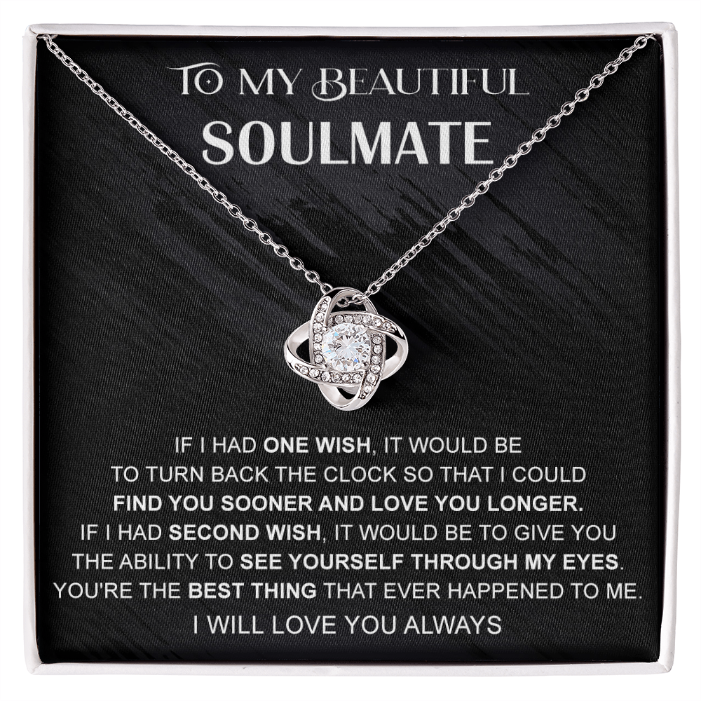 Love Knot Necklace Gift For Soulmate, Valentine's Day Gift Necklace For Soul Mate, To My Beautiful Soulmate Gift Necklace From Boyfriend, Husband for Her Romantic, Girlfriend Gifts Necklace