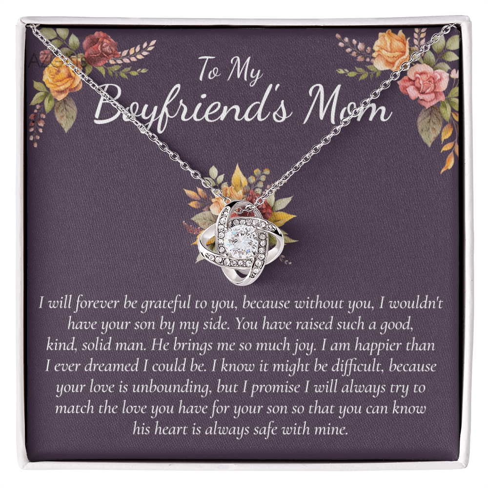 To My Boyfriends Mom Necklace From Girlfriend, Gifts Necklace for Boyfriend's Mom, Thank You Gift Necklace For Boyfriend's Mom, Boyfriends Mom Love Knot Necklace For Her, On Mothers Day, Christmas