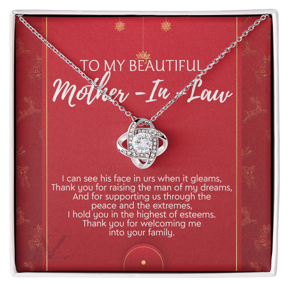 To My Beautiful Mother In Law Necklace, Gift Love Knot Necklace To My Beautiful Mother-in-law From Daughter Son To Mom Mother In Law Pendant Christmas Necklace Gift For Mother In Law Gift Necklace