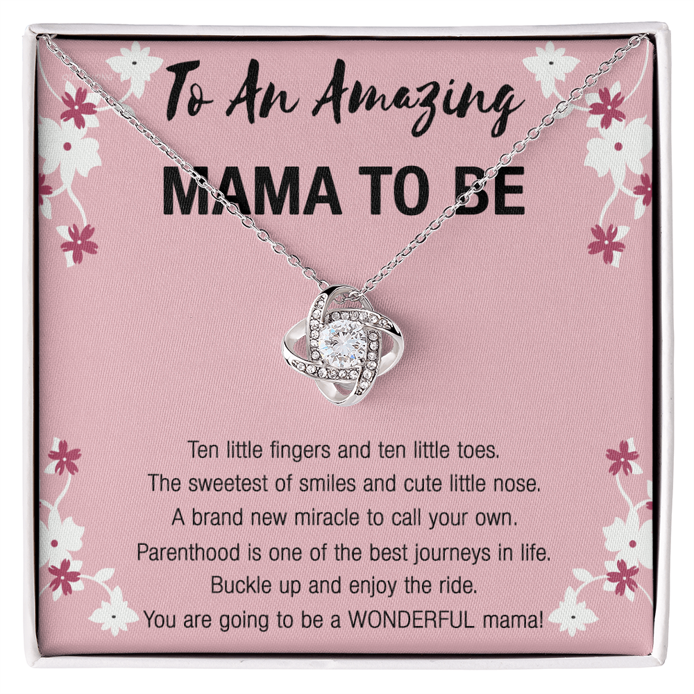 Mama To Be Necklace, To An Amazing Mama To Be Necklace From Daughter, Little Girl Necklace Gift For Mom, Wonderful Mama Pendant, Daughter And Mother Love Knot Necklace Gift For Mom Jewelry To Mama