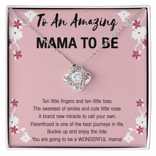 Mama To Be Necklace, To An Amazing Mama To Be Necklace From Daughter, Little Girl Necklace Gift For Mom, Wonderful Mama Pendant, Daughter And Mother Love Knot Necklace Gift For Mom Jewelry To Mama