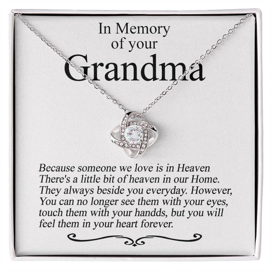 In Loving Memory of Your Grandma Love Knot Necklace, Grieving Gift Necklace for Memorial Gifts for Remembrance, Bereavement Gift Sorry for Your Loss Gift Pendant for Grief Jewelry Gift For Women