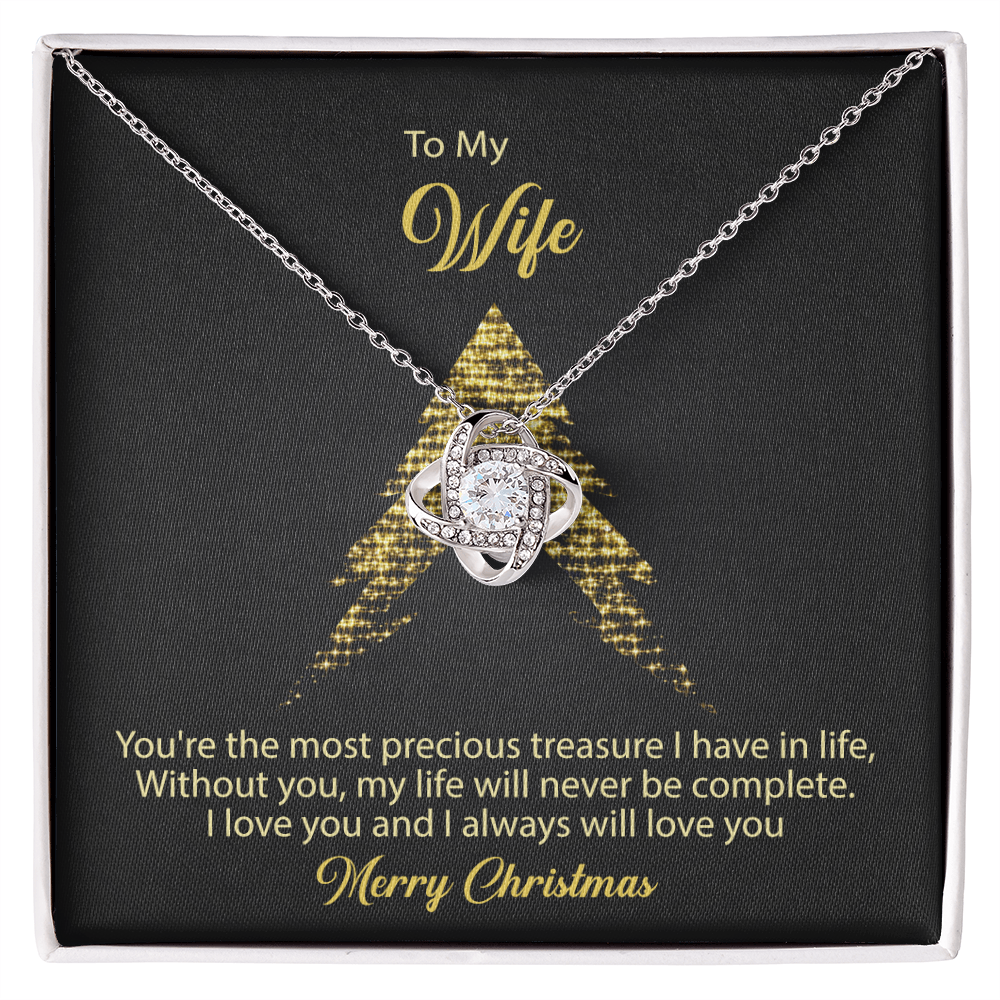 To My Wife Gift Necklace From Husband, Gift Necklace For Wife, Soulmate Gift Necklace Girlfriend, Husband To Wife Love Knot Pendant, Jewelry Gift For Women, Merry Christmas Necklace Gift For Wife