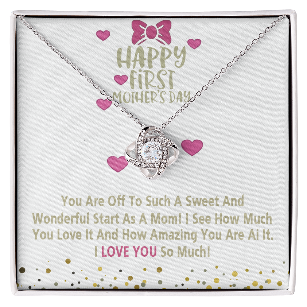 Happy Morther's Day Necklace, To My Mother Lovev Knot Necklace Gift Form Daughter, First Mother Day Necklace Gift, Mother And Daughter Gift Necklace For Mother Gift Necklace Jewelry Gift For Women