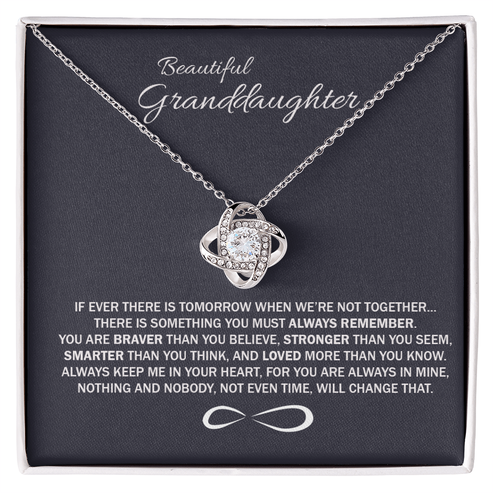 To My Beatiful Granddaughter Love Knot Necklace From Grandma - Granddaughter Gift Necklace, Pendant Keepsake Gifts For Granddaughter, Jewelry Gift For Girls On Birthday, Graduation Gift, Christmas