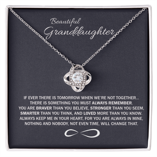 To My Beatiful Granddaughter Love Knot Necklace From Grandma - Granddaughter Gift Necklace, Pendant Keepsake Gifts For Granddaughter, Jewelry Gift For Girls On Birthday, Graduation Gift, Christmas