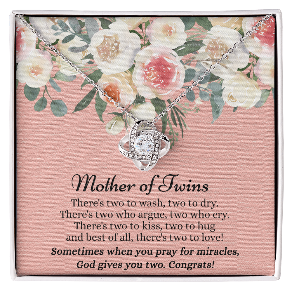 Mom Of Twins Necklace, Jewelry Gift For Mother Of Twins Love Knot Necklace, Parents of Twins, Gift Necklace For New Mom of Twins, Birthday Gift For Mom of Twins Necklace, New Mom Gift Necklace