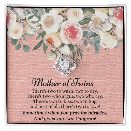 Mom Of Twins Necklace, Jewelry Gift For Mother Of Twins Love Knot Necklace, Parents of Twins, Gift Necklace For New Mom of Twins, Birthday Gift For Mom of Twins Necklace, New Mom Gift Necklace