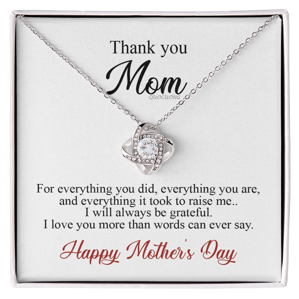 Thank You Mom Necklace Gift For Her, Happy Mother And Daughter Gift Necklace, To My Mom Necklace From Daughter, Thank You Card Gift For Mom On Mother's Day, Anniversary Necklace Gift For Her