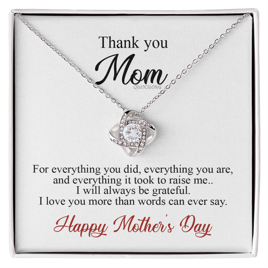 Thank You Mom Necklace Gift For Her, Happy Mother And Daughter Gift Necklace, To My Mom Necklace From Daughter, Thank You Card Gift For Mom On Mother's Day, Anniversary Necklace Gift For Her