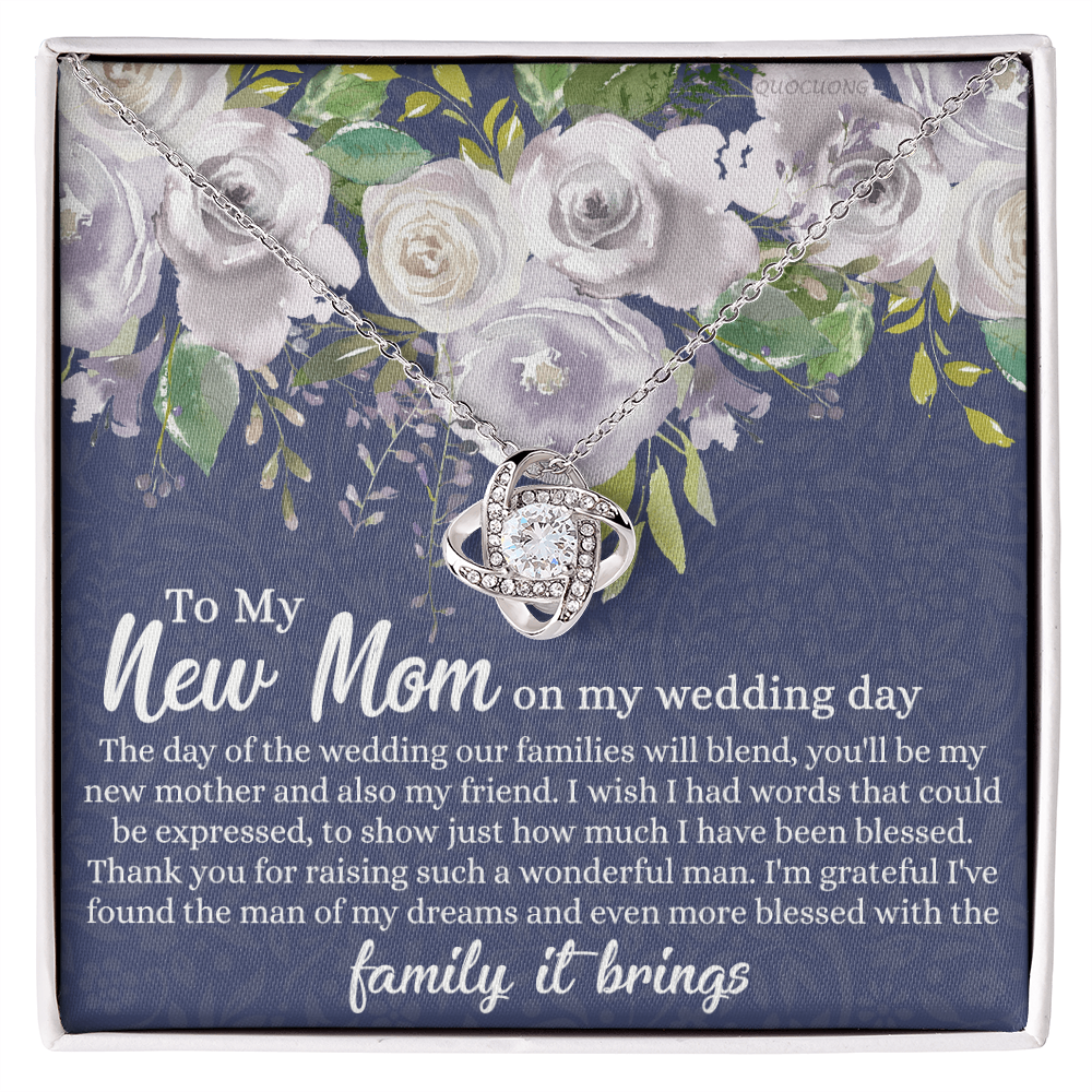 New Mom Necklace - To My New Mom Love Knot Necklace Gift From Daughter, My Wedding Day Necklace Gift For Mom, Wedding Mom Gift Necklace From Daughter, New Mom On My Wedding Day Gift Necklace For Mom
