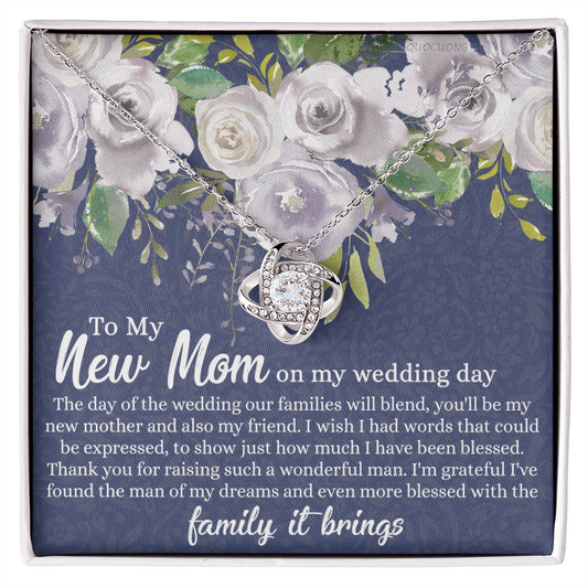 New Mom Necklace - To My New Mom Love Knot Necklace Gift From Daughter, My Wedding Day Necklace Gift For Mom, Wedding Mom Gift Necklace From Daughter, New Mom On My Wedding Day Gift Necklace For Mom