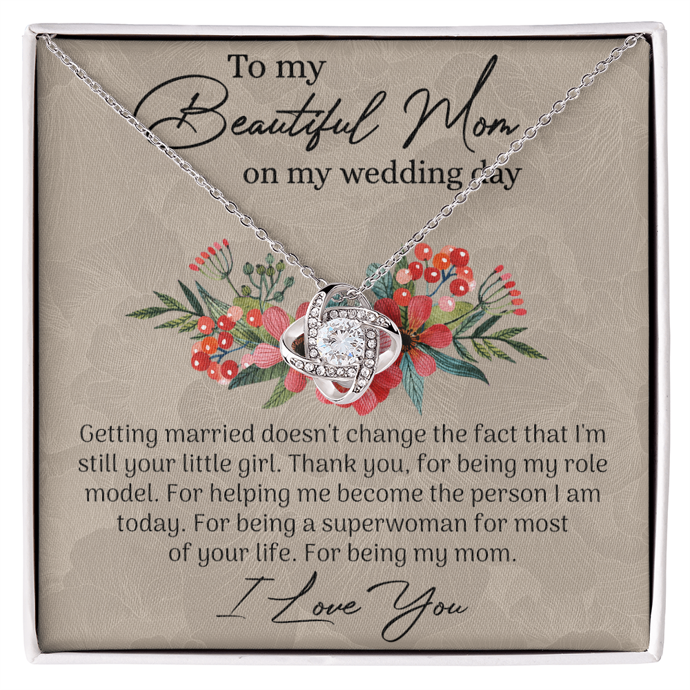 To My Beautiful Mom Necklace, Mom Wedding Gift Necklace from Bride, To My Beautiful Mom On My Wedding Day Necklace Mother of the Bride Gift Necklace Wedding Gift Necklace for Mom, Bride to Mom Gift