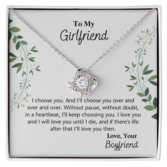 To My Girlfriend Necklace From Boyfriend, Husband, Gift Necklace For Girlfriend I Choose You Necklace - Love Knot Pendant Gift For Girlfriend, Soulmate Necklace To Girlfriend Jewelry Gift For Girls