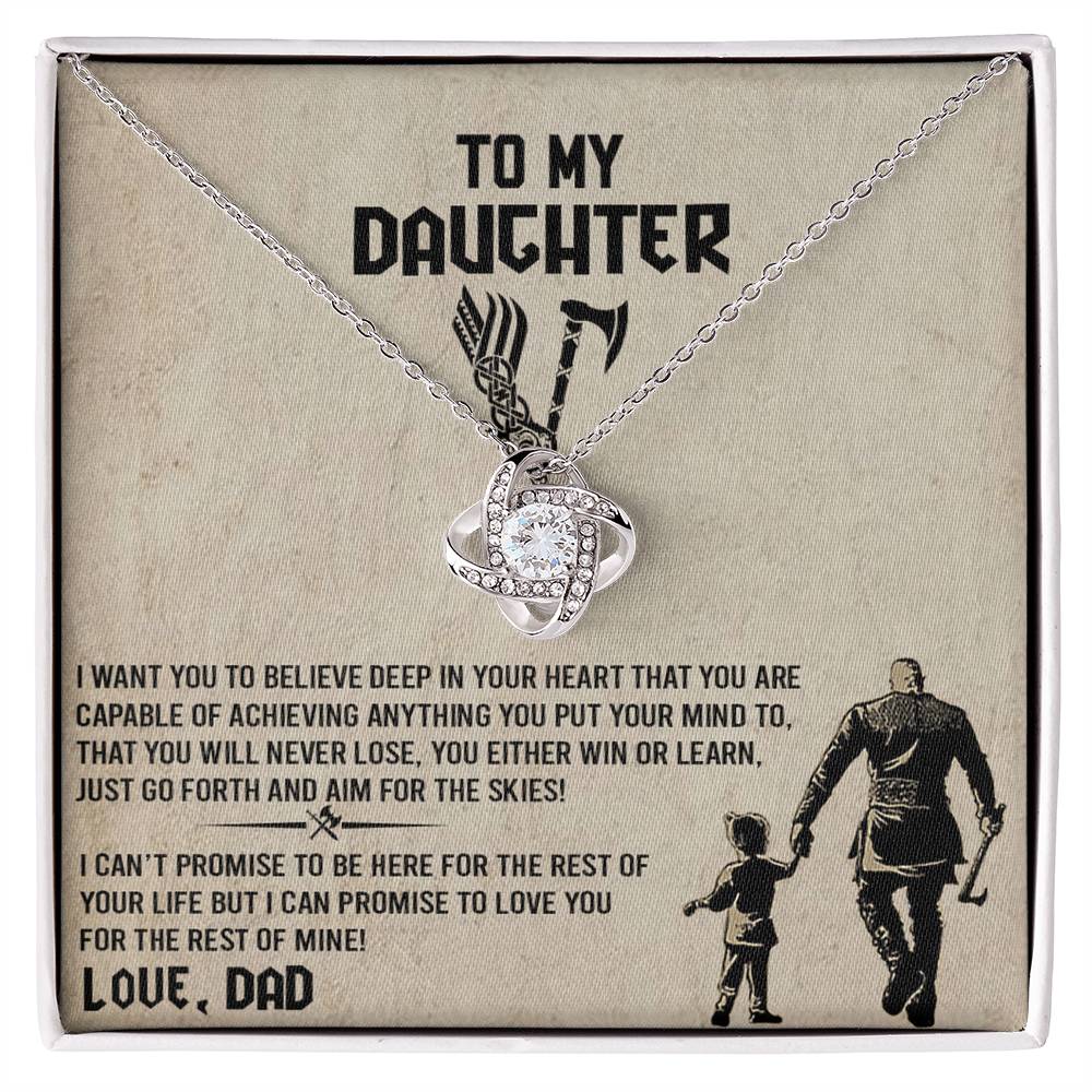 To My Daughter  Necklace from Viking Dad, Baby Girl Necklace Support Breath Be There Love Knot Chain, Personalized Gift Chain Necklace Jewelry for Women Gift On Birthday, Christmas Graduation Gift